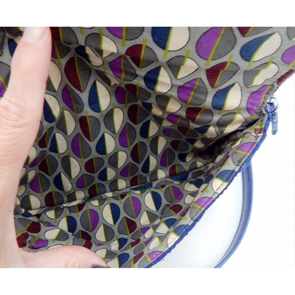 Vera Bradley Navy Quilted Purse Handbag Chain Leather Strap Shoulder Bag - Picture 10 of 16
